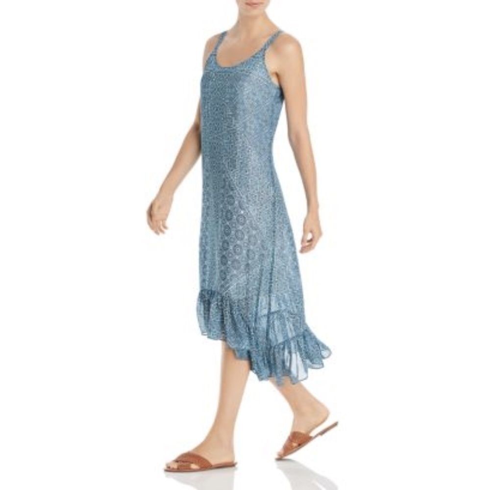 NWT Nic + Zoe Santorini Tiles High Low Midi Dress w/ Ruffle Hem Sz. XS